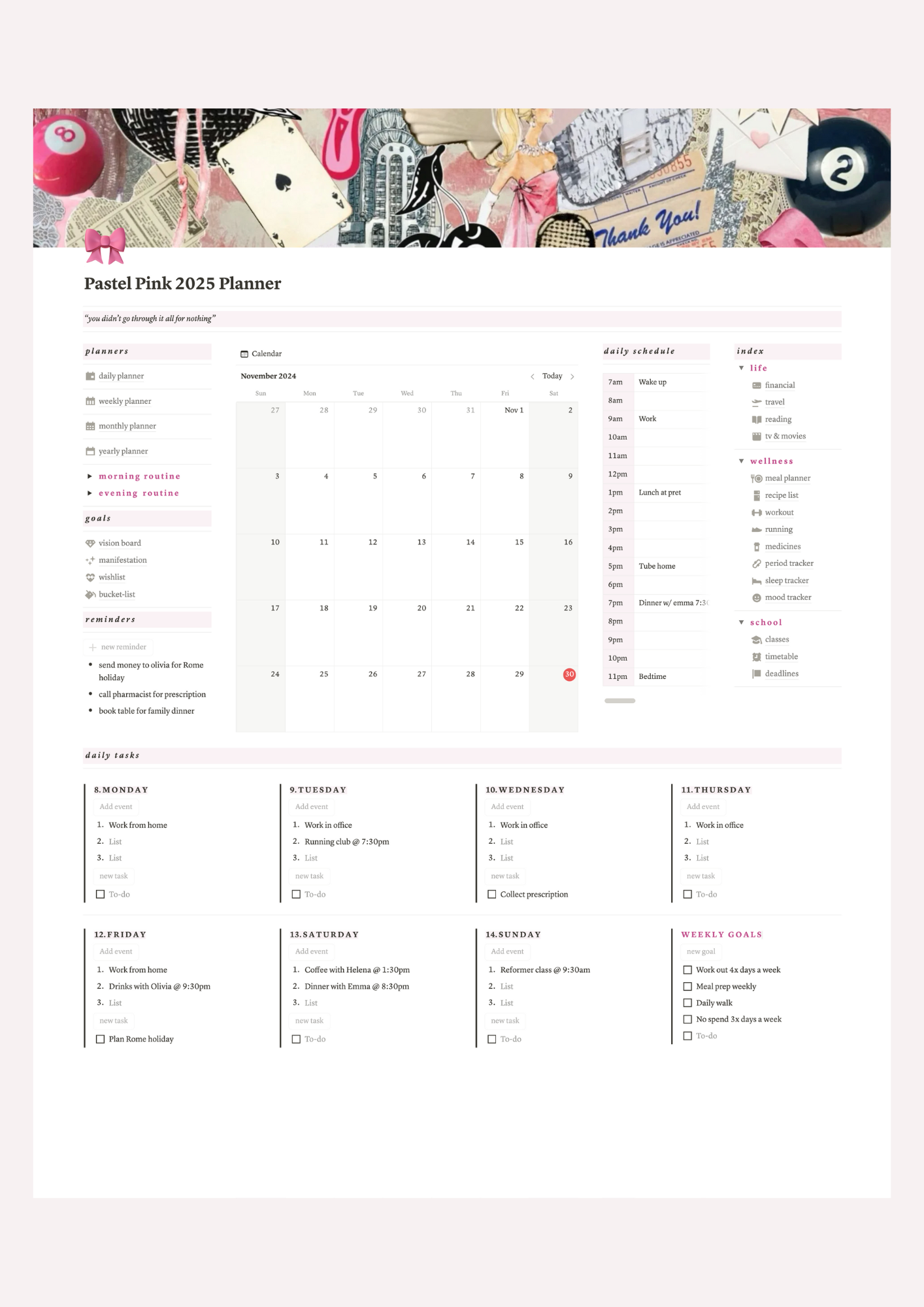 Pastel Pink Planner